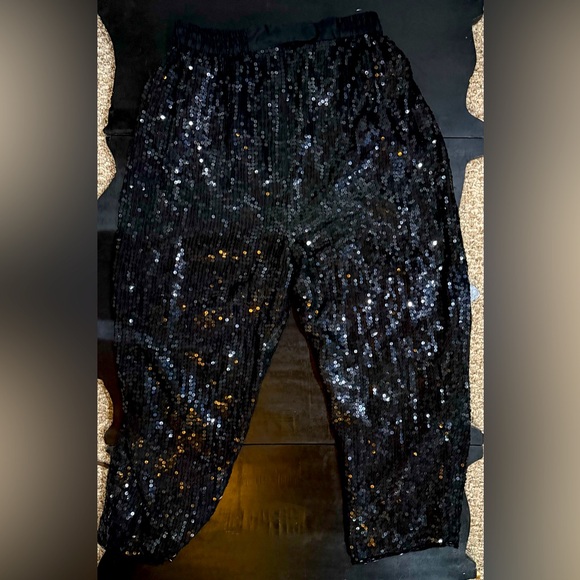 GUnit Vintage Black Sequin Parachute Pants - Picture 1 of 5